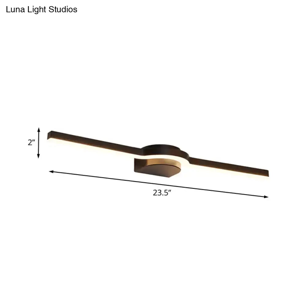 Modern black & brass slim line led vanity light bathroom warm light
