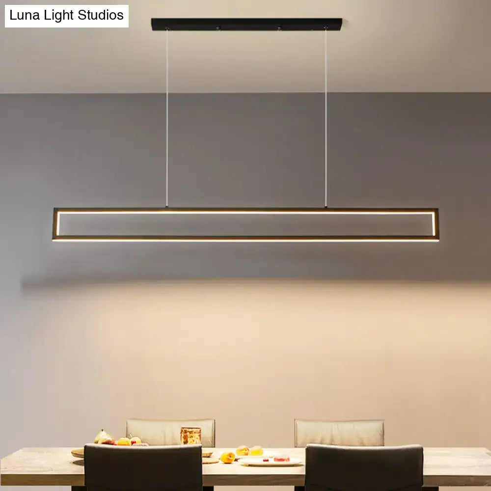 Modern black & bronze rectangular led pendant dining room white light