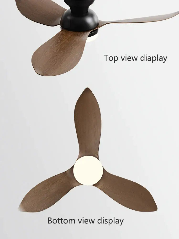 Modern black & brown low floor ceiling fan led light living room