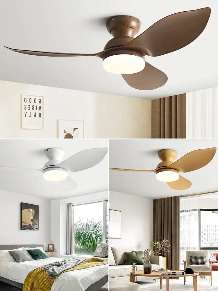 Modern black & brown low floor ceiling fan led light living room