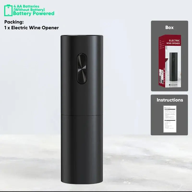 Modern black brushed metal electric wine opener kitchen accessory