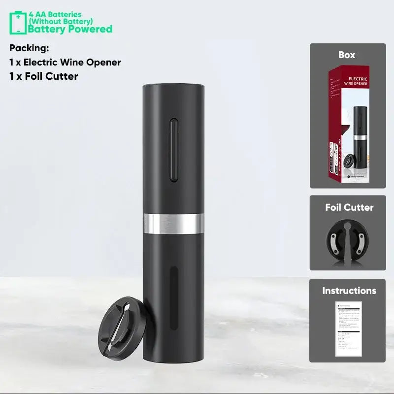 Modern black brushed metal electric wine opener kitchen accessory