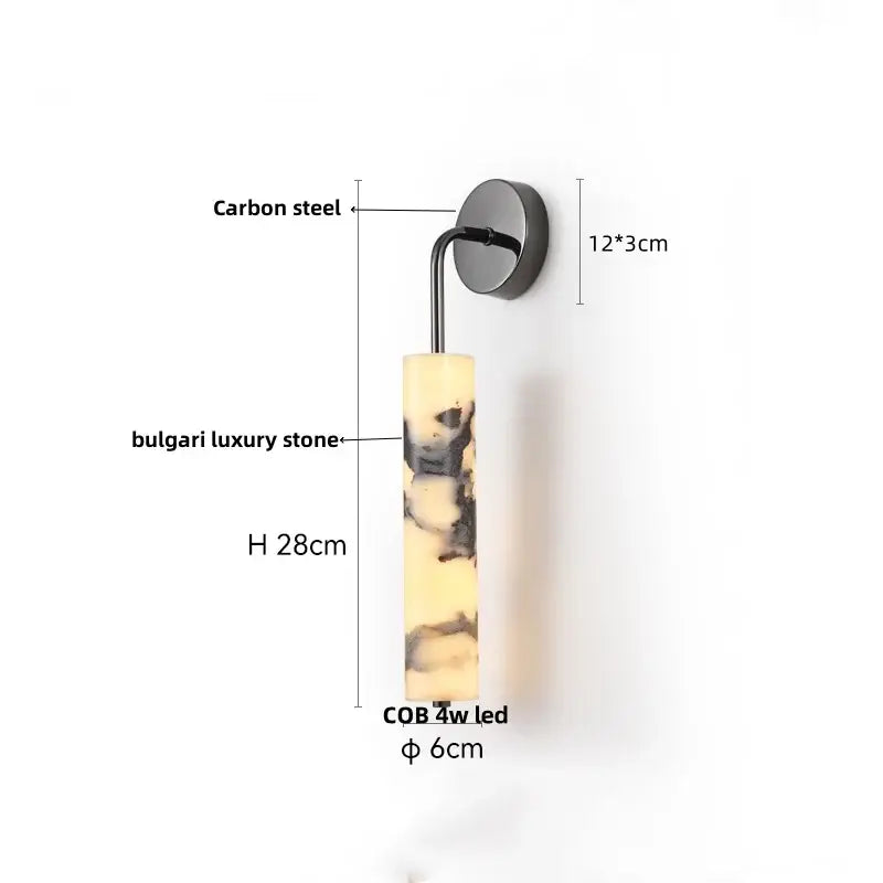 Modern black carbon steel led wall lamp with alabaster bedroom shade