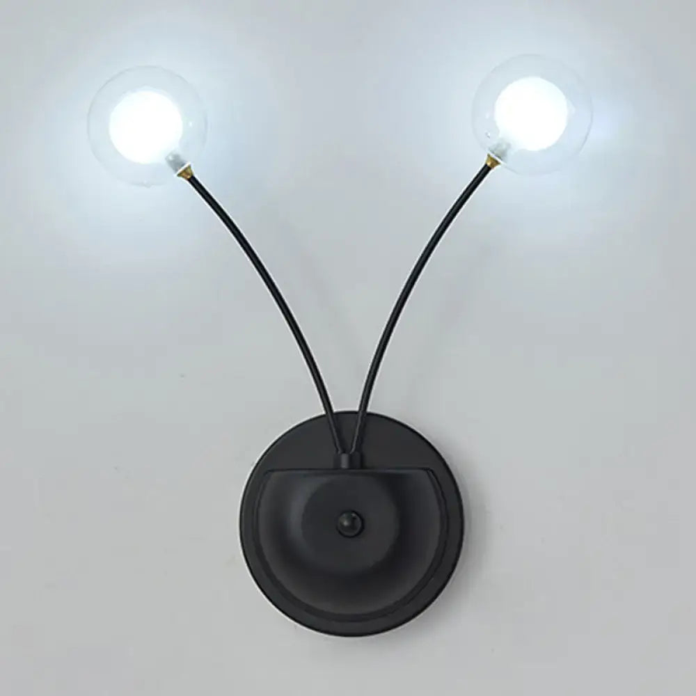 Modern black cast iron double globe wall sconce living room light