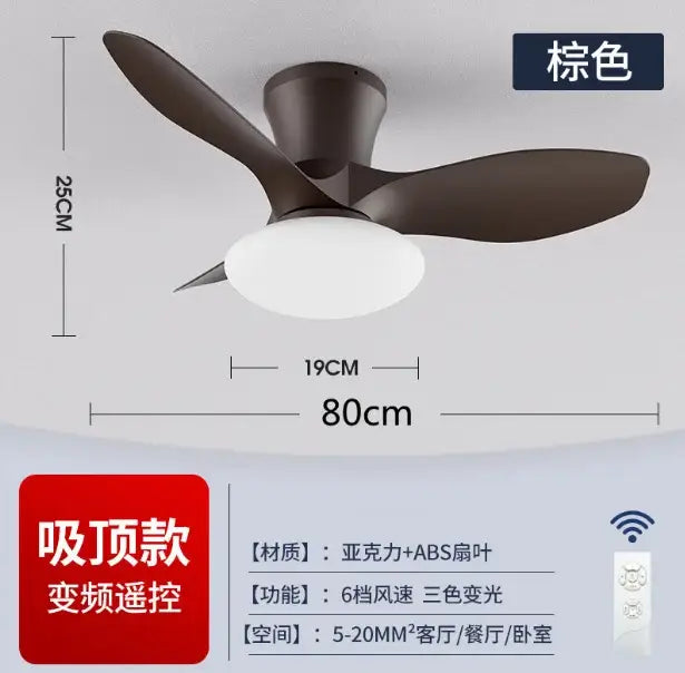 Modern black ceiling fan lamp for living room with remote control