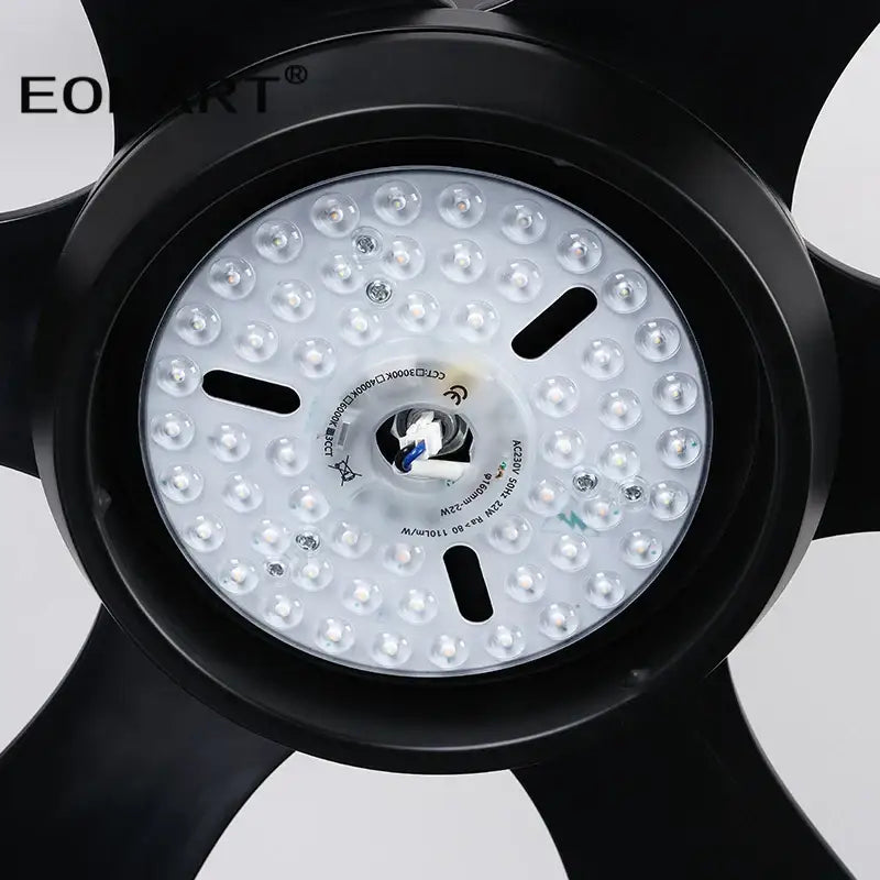 Modern black ceiling fan with led light and remote control living room