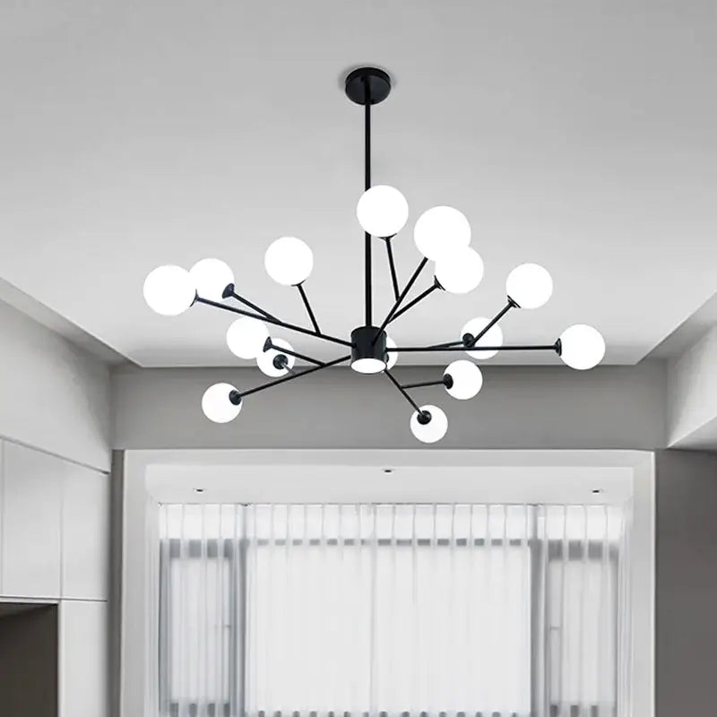Modern black chandelier gold frosted glass globe living room light