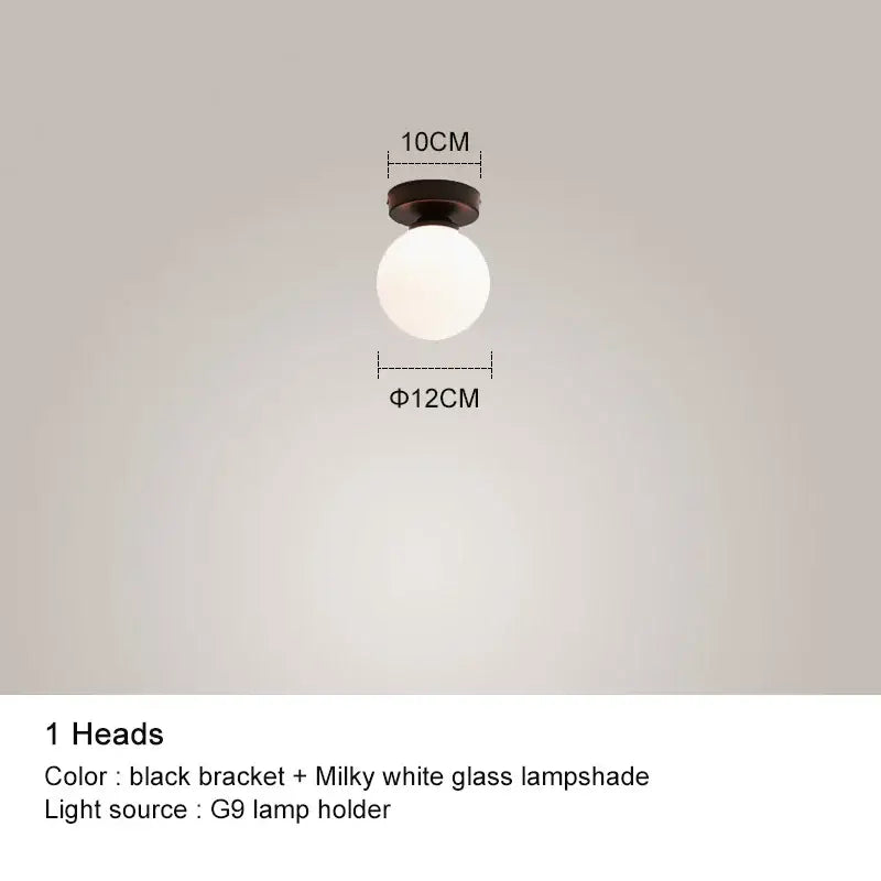 Modern black chandelier gold frosted glass globe living room light