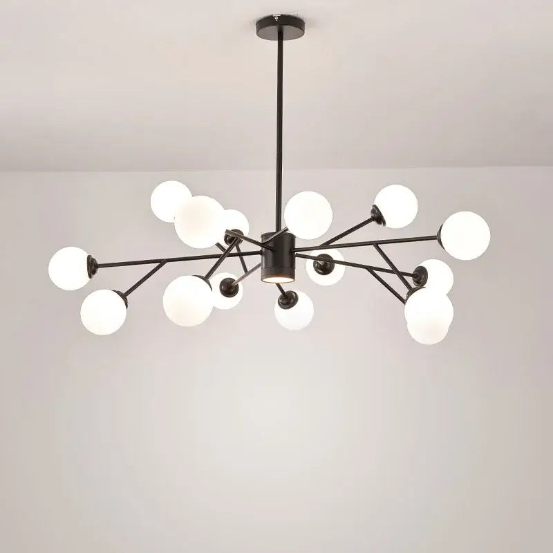 Modern black chandelier gold frosted glass globe living room light