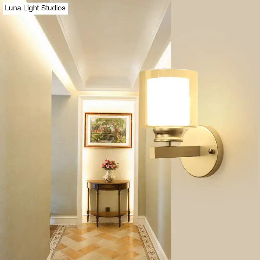 Modern black & chrome clear glass sconce – bedroom wall mounted light