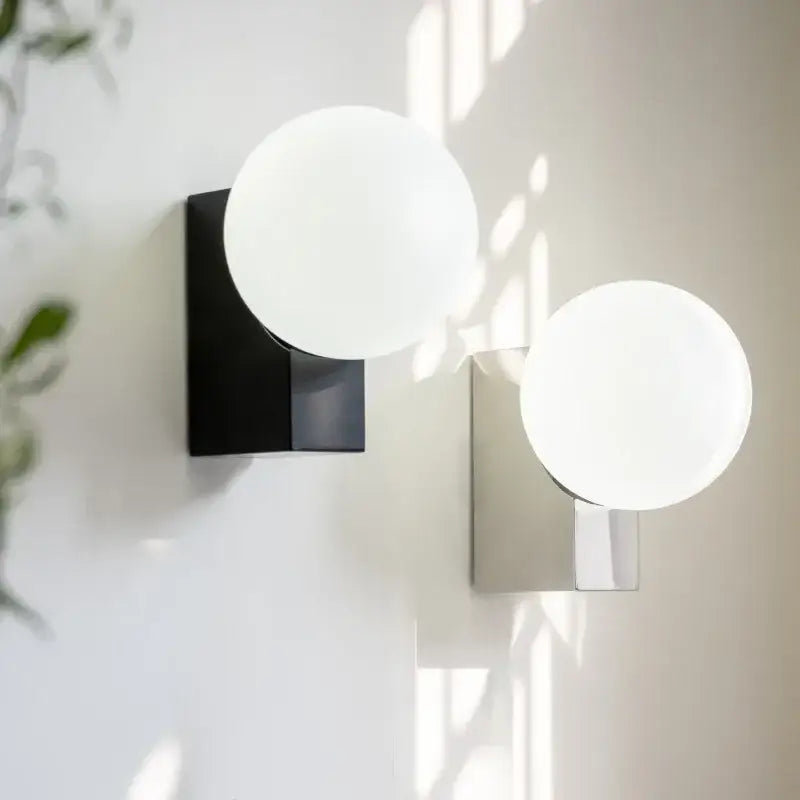 Modern black & chrome glass ball wall sconce bedroom light