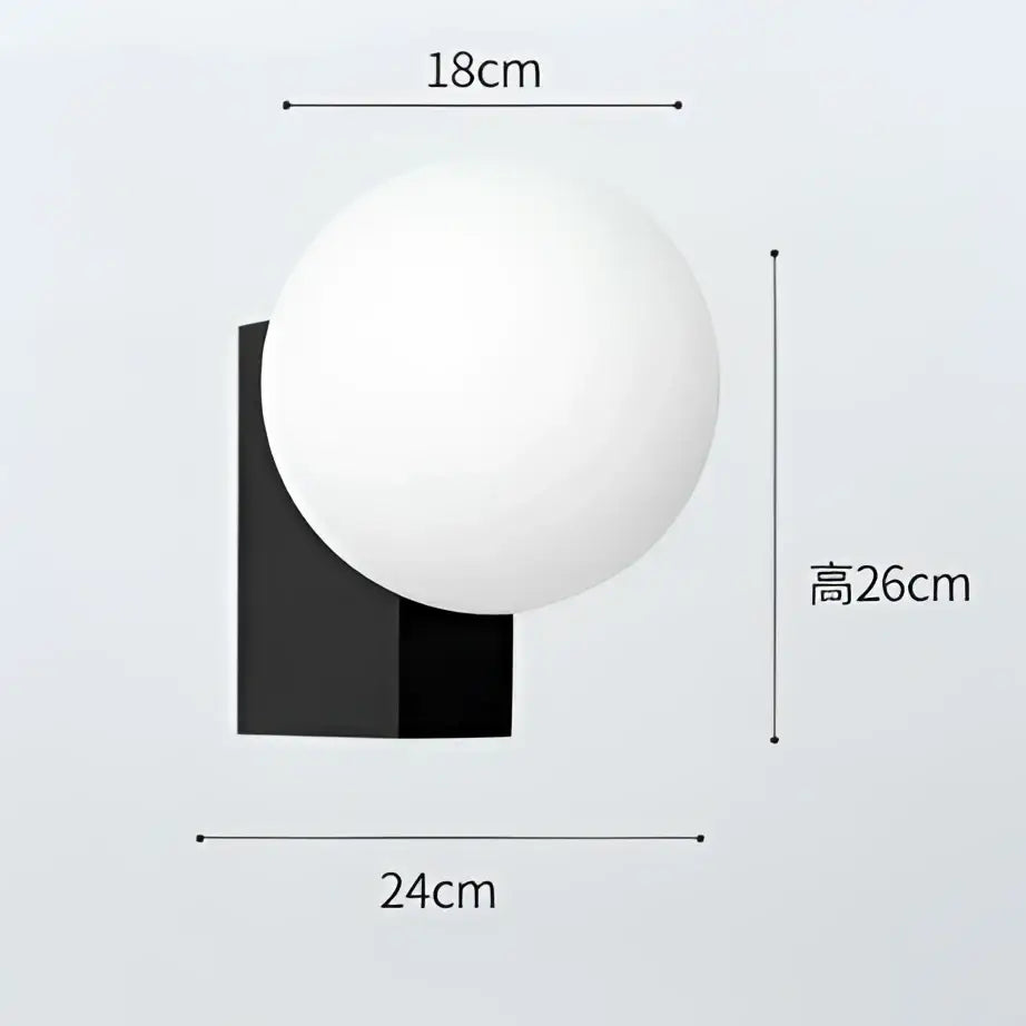 Modern black & chrome glass ball wall sconce bedroom light
