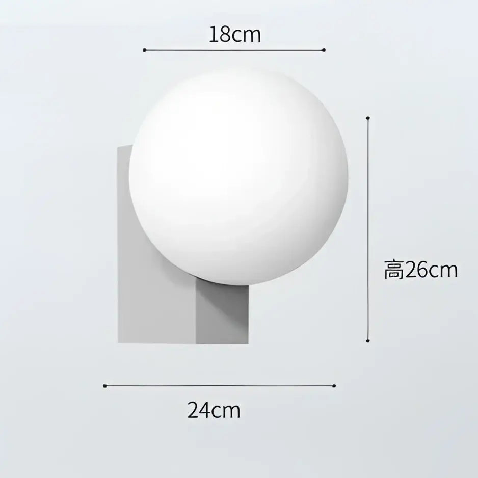 Modern black & chrome glass ball wall sconce bedroom light