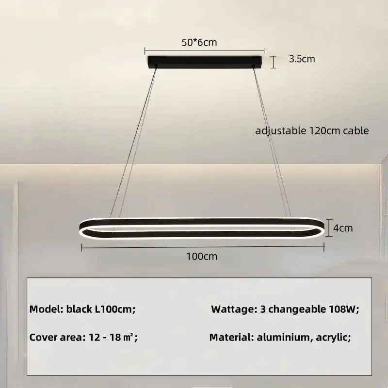 Modern black circle pendant chandelier living room led light