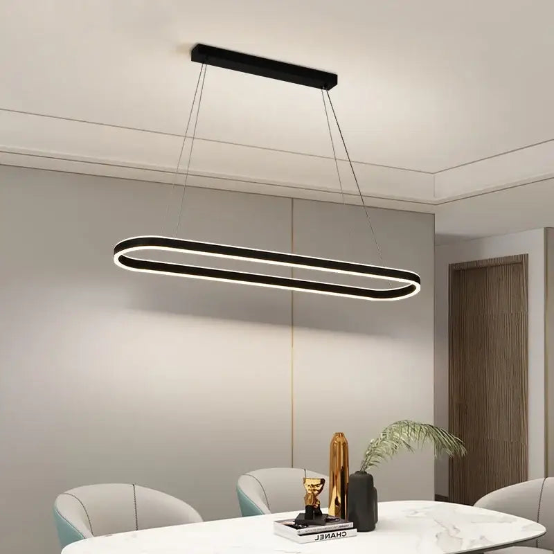 Modern black circle pendant chandelier living room led light