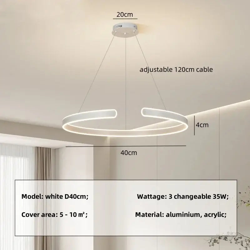 Modern black circle pendant chandelier living room led light