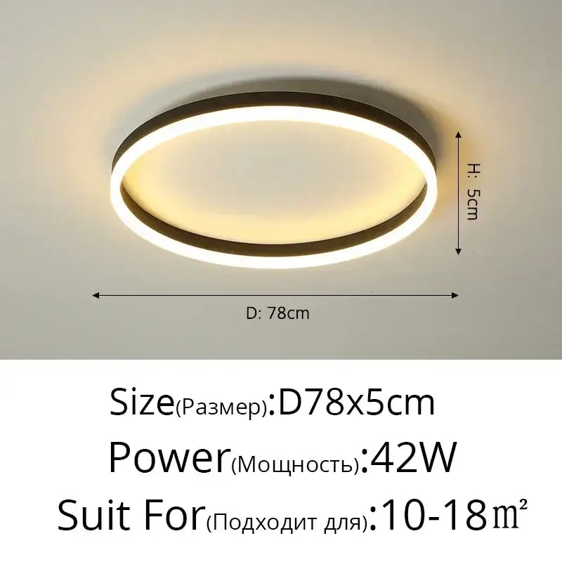 Modern black circular led ceiling light for living room decor