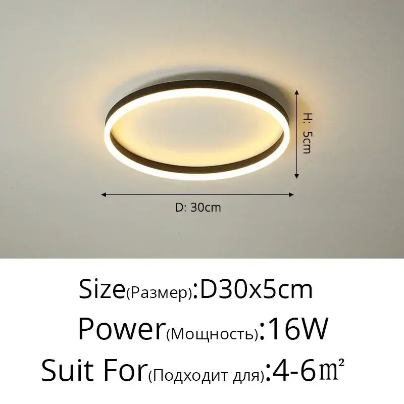 Modern black circular led ceiling light for living room decor