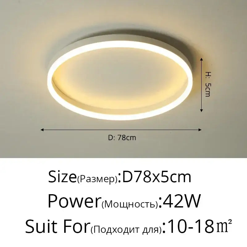 Modern black circular led ceiling light for living room decor