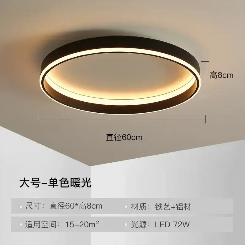 Modern black circular led ceiling light for living room decor