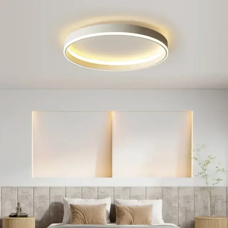 Modern black circular led ceiling light for living room decor