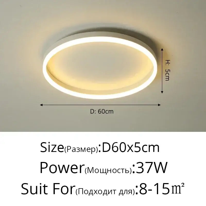 Modern black circular led ceiling light for living room decor