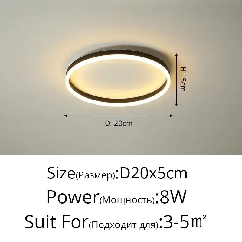 Modern black circular led ceiling light for living room decor