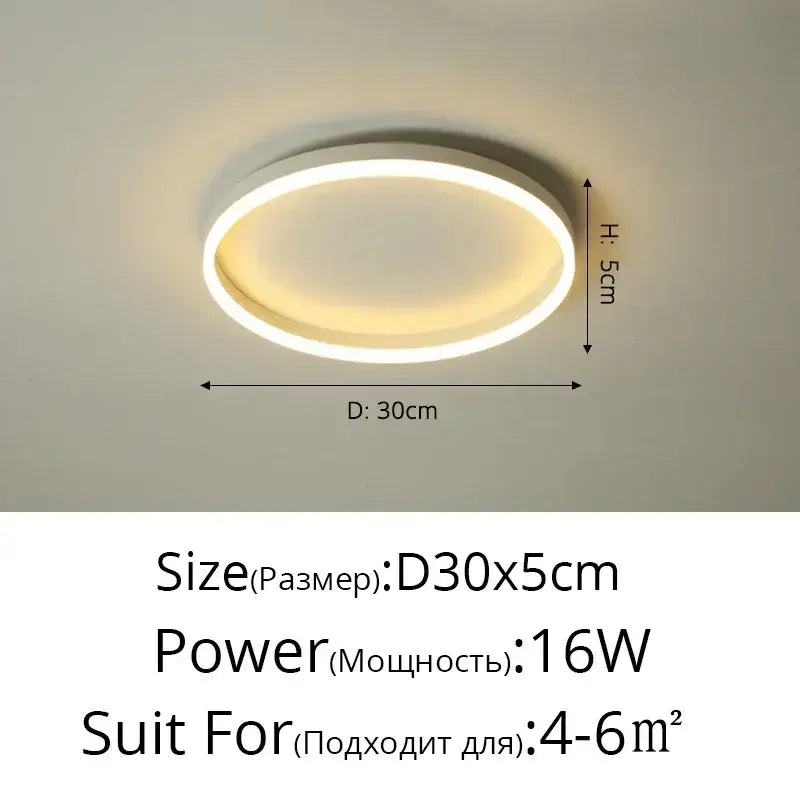 Modern black circular led ceiling light for living room decor
