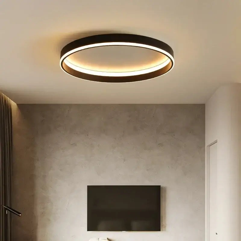 Modern black circular led ceiling light for living room decor