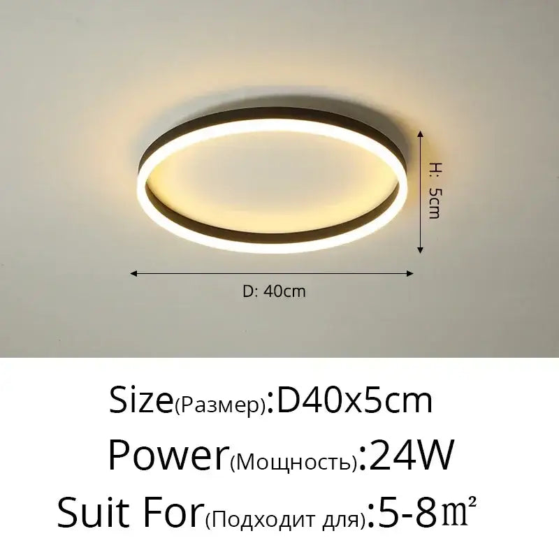 Modern black circular led ceiling light for living room decor