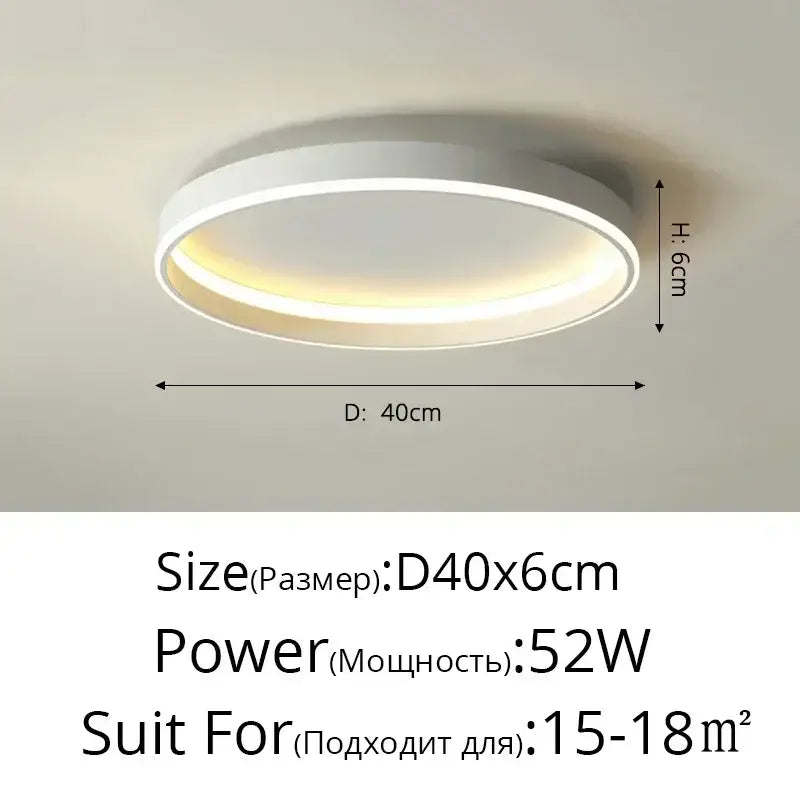Modern black circular led ceiling light for living room decor