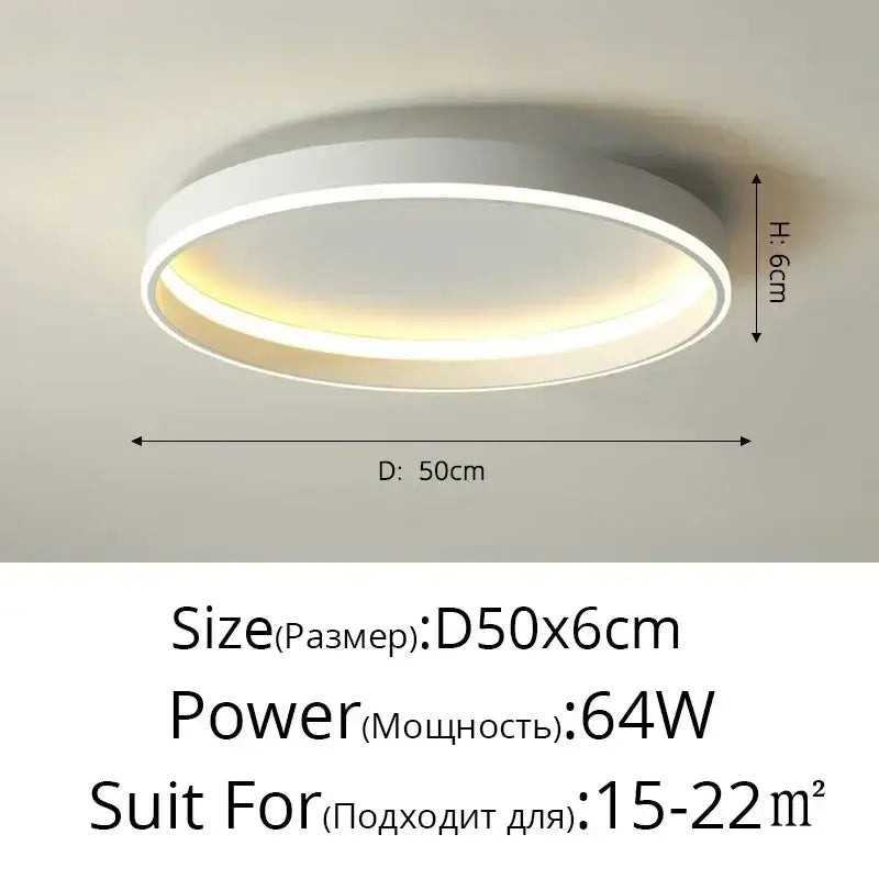 Modern black circular led ceiling light for living room decor