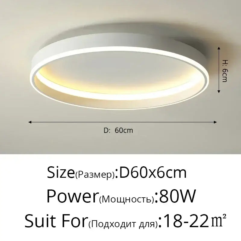 Modern black circular led ceiling light for living room decor
