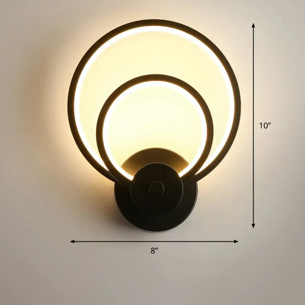 Modern black circular led light fixture – bedroom wall sconce