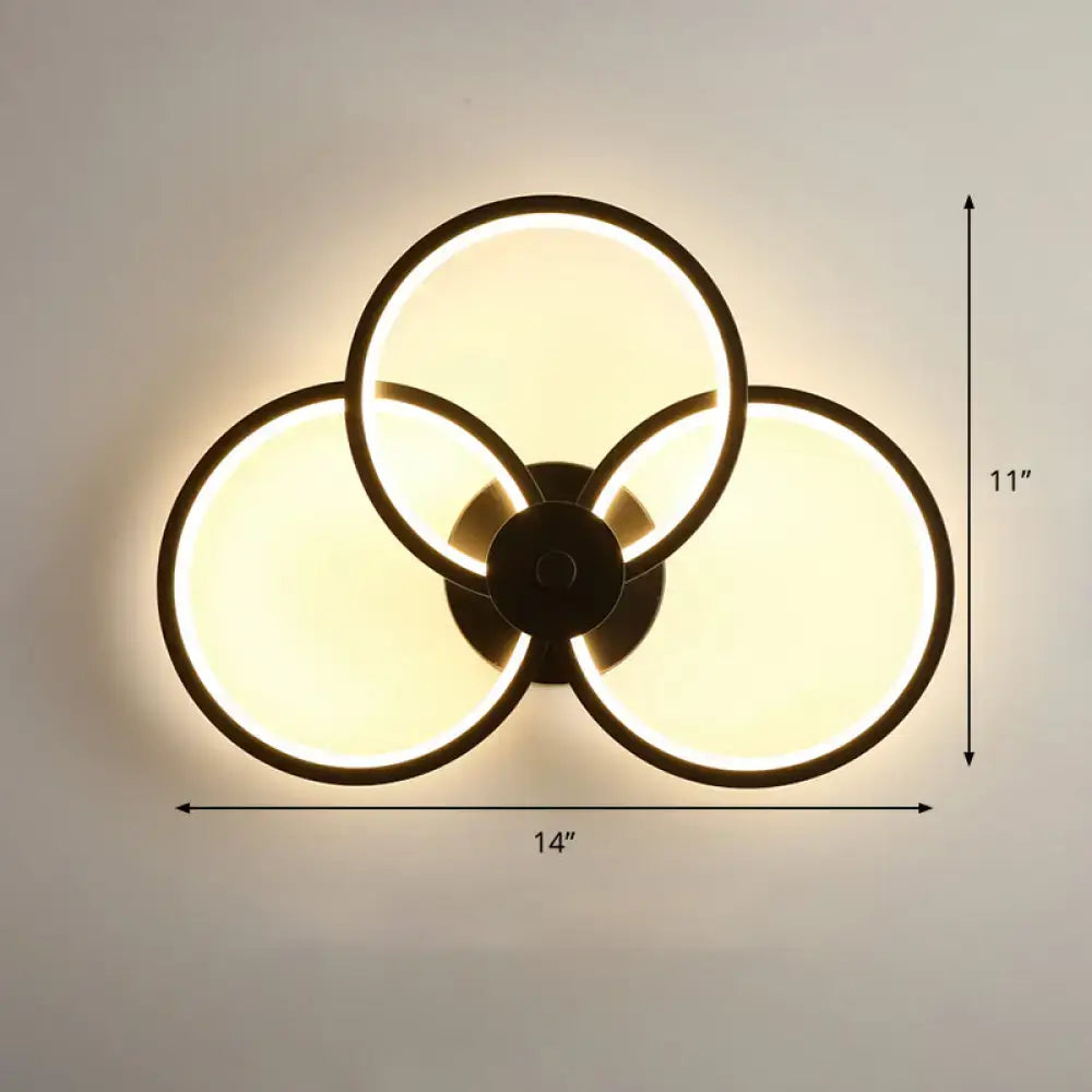 Modern black circular led light fixture – bedroom wall sconce