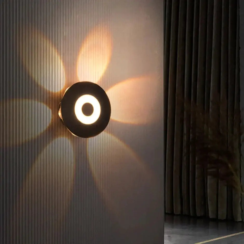 Modern black circular led outdoor wall sconce garden light