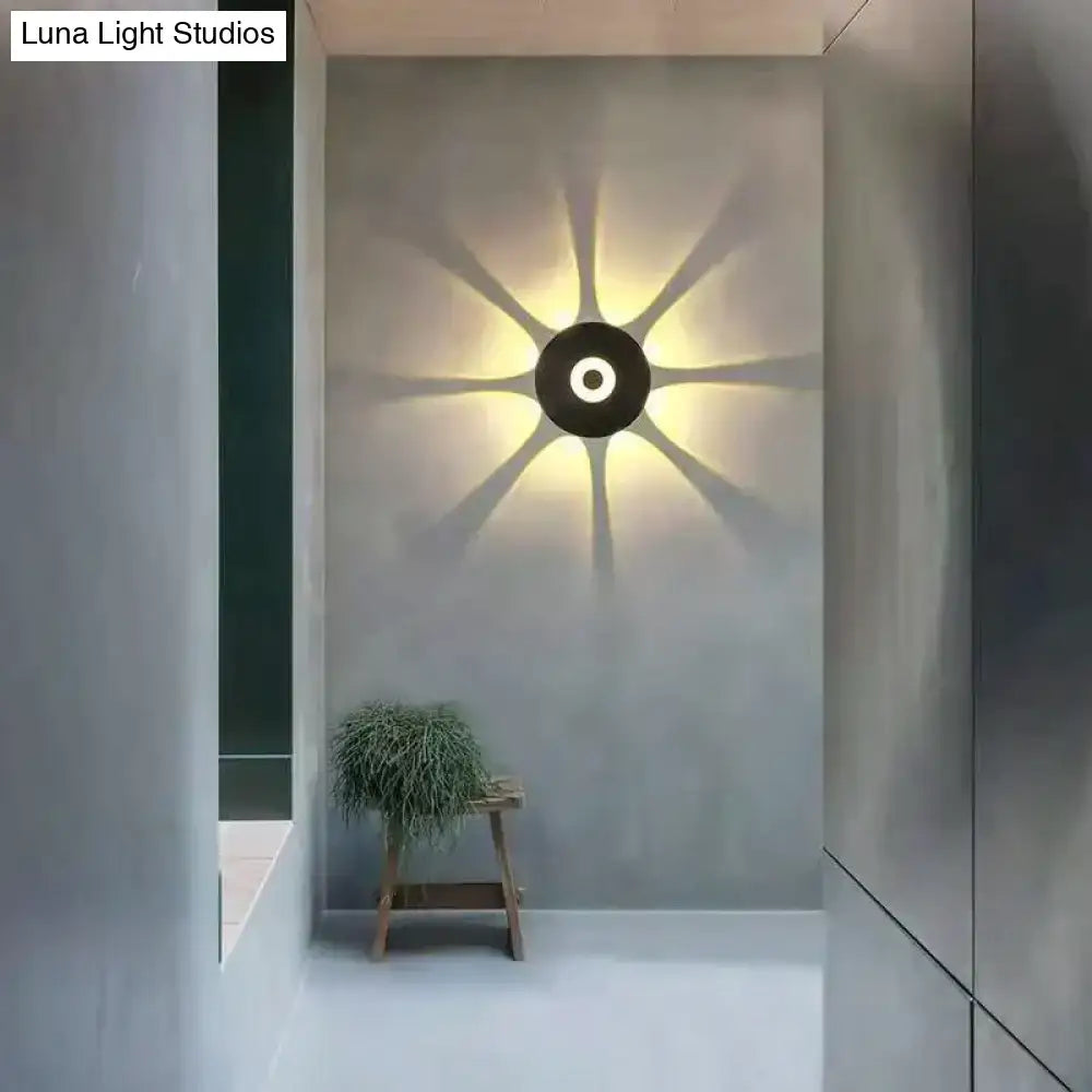 Modern black circular led outdoor wall sconce garden light