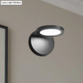 Modern black circular led wall lamp bedroom white warm lighting