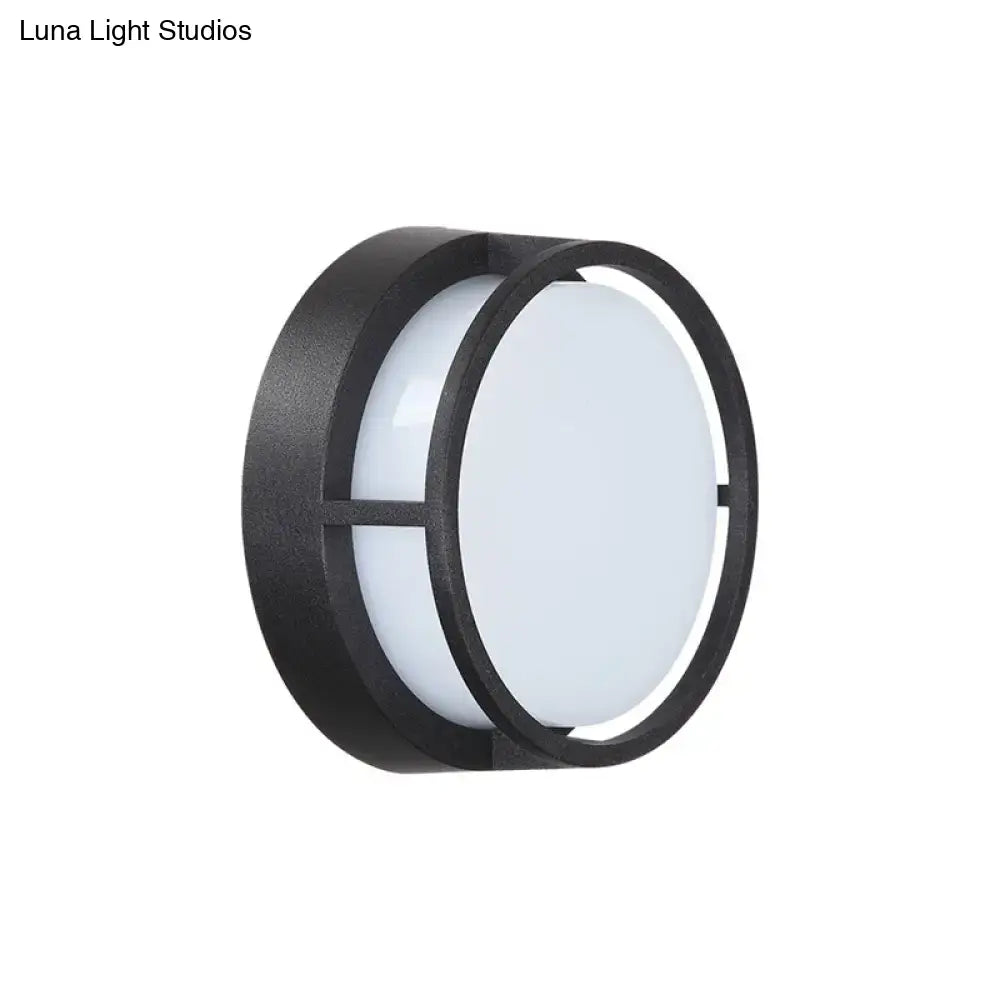 Modern black circular led wall lamp – outdoor warm color lighting