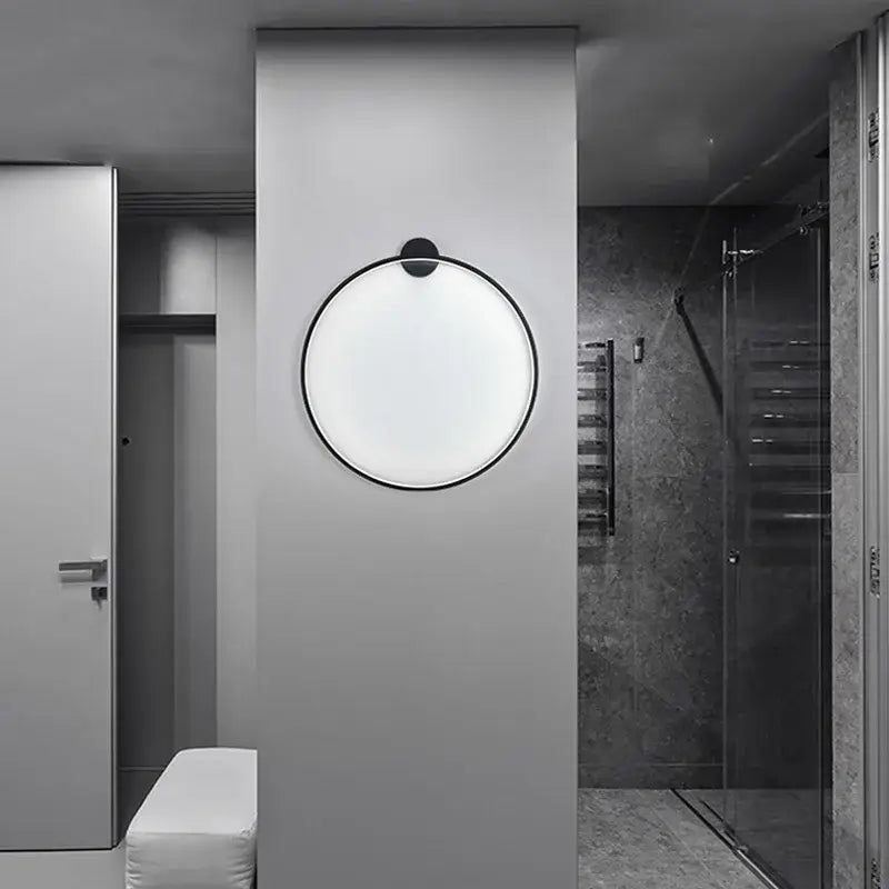 Modern black circular led wall lights for bedroom warm lighting