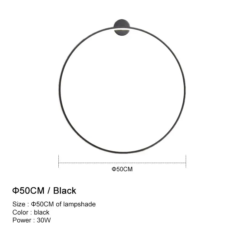Modern black circular led wall lights for bedroom warm lighting