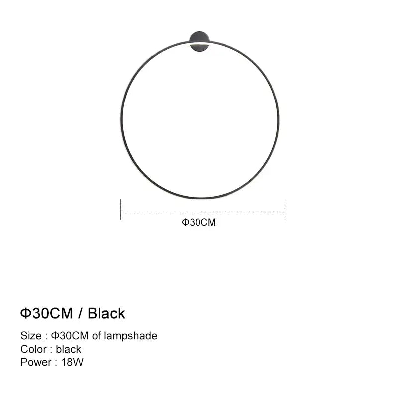 Modern black circular led wall lights for bedroom warm lighting