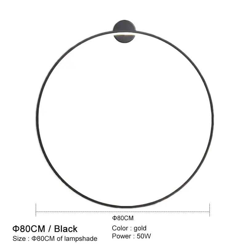 Modern black circular led wall lights for bedroom warm lighting