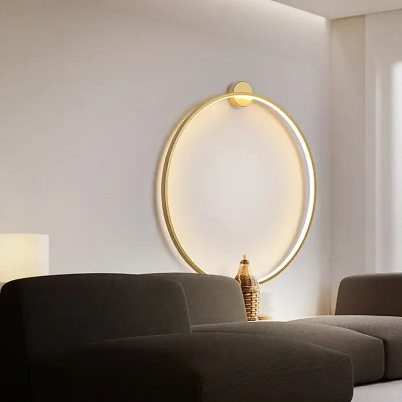 Modern black circular led wall lights for bedroom warm lighting
