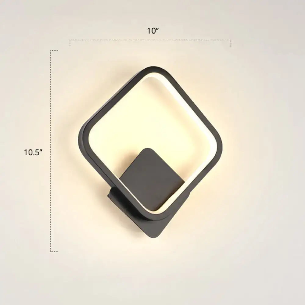 Modern black circular led wall sconce bedroom light fixture