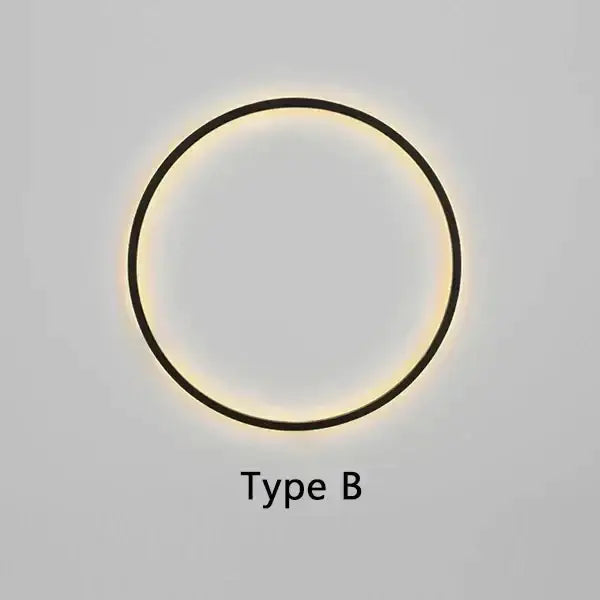 Modern black circular wall lamp living room warm led light