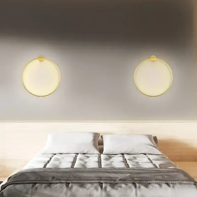 Modern black circular wall lamp living room warm led light