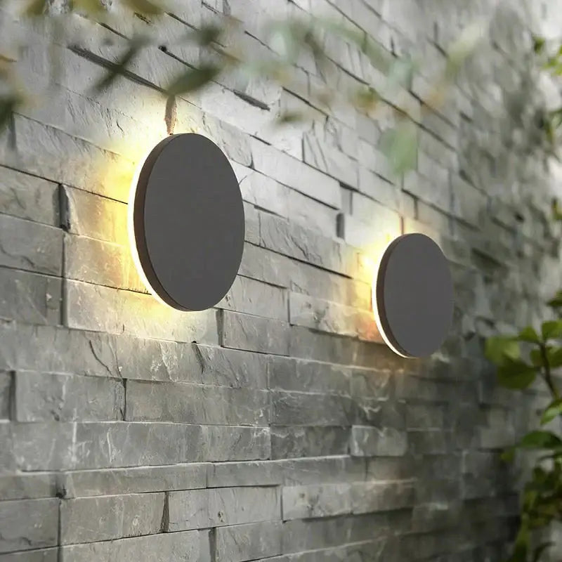 Modern black circular waterproof wall lamp bedroom three disc set