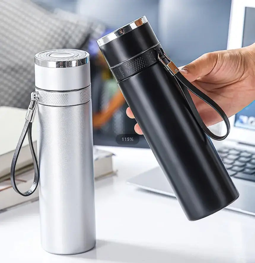 Modern black & cream 400ml stainless steel tumbler kitchen travel cup