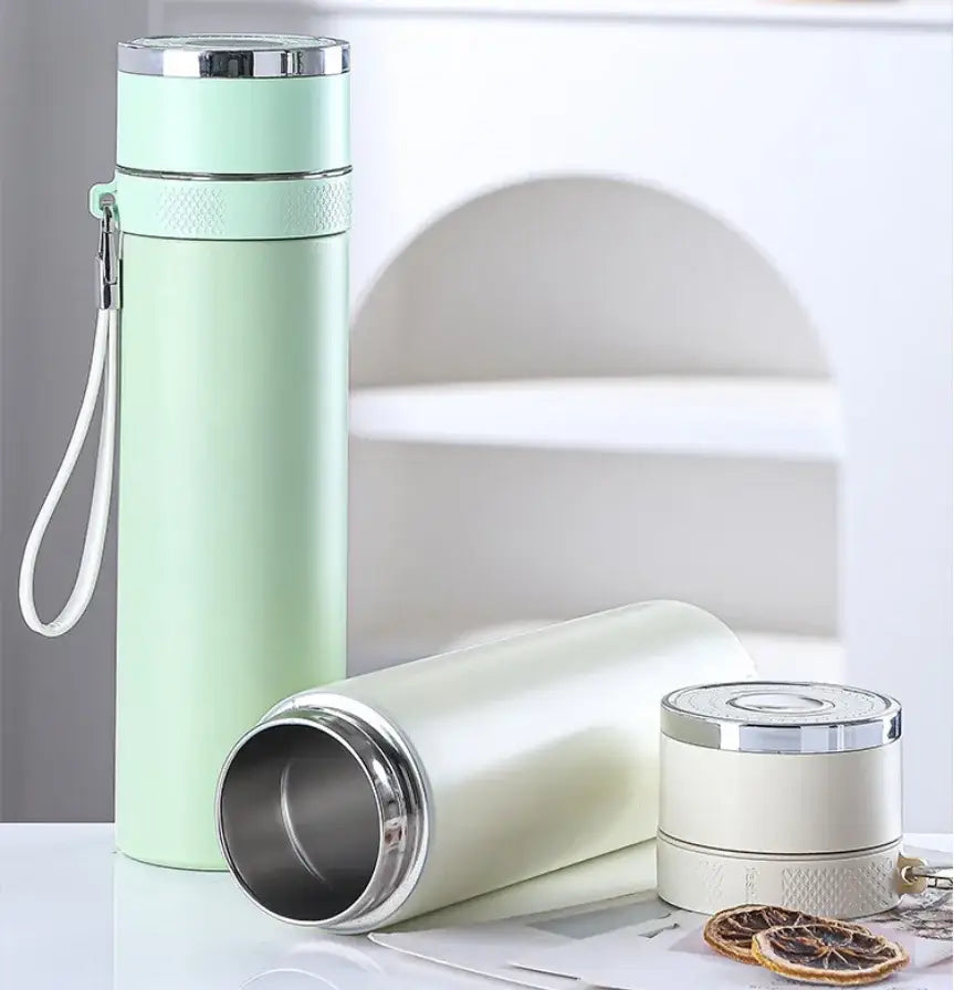 Modern black & cream 400ml stainless steel tumbler kitchen travel cup
